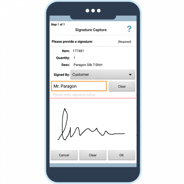 Signature screen of the fleXipod mobile application